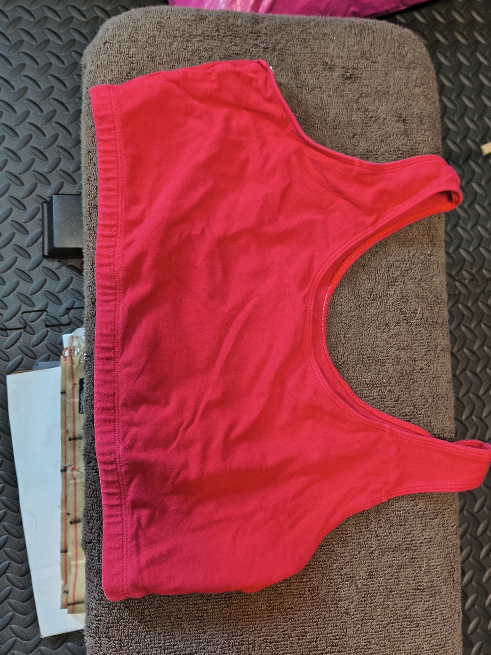 Vintage 90s Fruit of the Loom Red Sports Bra Crop Top Medium